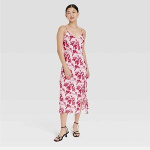 SPECIAL MEMORIAL DAY ‼️‼️ Womens Crepe Midi Slip Dress - A New Day - Red Floral